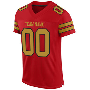 Custom Red Old Gold-Black Mesh Authentic Football Jersey - Fcustom