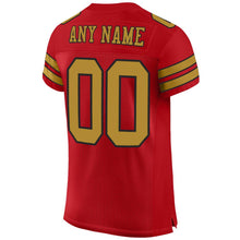 Load image into Gallery viewer, Custom Red Old Gold-Black Mesh Authentic Football Jersey - Fcustom
