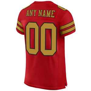 Custom Red Old Gold-Black Mesh Authentic Football Jersey - Fcustom