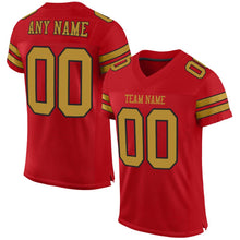Load image into Gallery viewer, Custom Red Old Gold-Black Mesh Authentic Football Jersey - Fcustom
