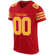 Load image into Gallery viewer, Custom Red Gold-White Mesh Authentic Football Jersey - Fcustom
