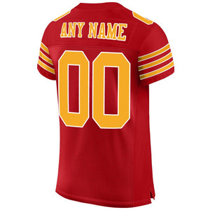 Custom Red Gold-White Mesh Authentic Football Jersey - Fcustom