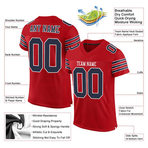 Custom Red Navy-White Mesh Authentic Football Jersey - Fcustom