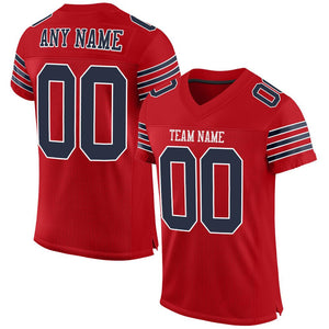 Custom Red Navy-White Mesh Authentic Football Jersey - Fcustom