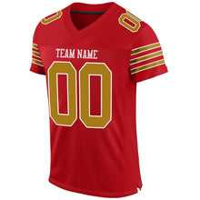 Load image into Gallery viewer, Custom Red Old Gold-White Mesh Authentic Football Jersey - Fcustom
