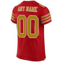 Load image into Gallery viewer, Custom Red Old Gold-White Mesh Authentic Football Jersey - Fcustom
