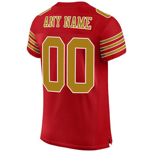 Custom Red Old Gold-White Mesh Authentic Football Jersey - Fcustom