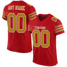 Load image into Gallery viewer, Custom Red Old Gold-White Mesh Authentic Football Jersey - Fcustom
