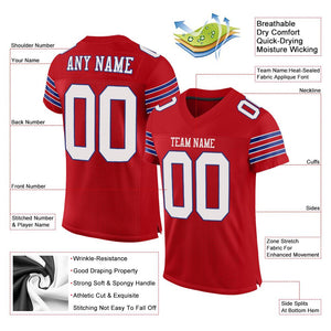 Custom Red White-Royal Mesh Authentic Football Jersey - Fcustom