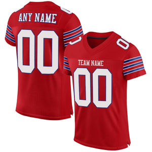 Custom Red White-Royal Mesh Authentic Football Jersey - Fcustom