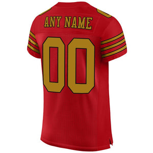 Custom Red Old Gold-Black Mesh Authentic Football Jersey - Fcustom