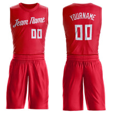 Load image into Gallery viewer, Custom Red White Round Neck Suit Basketball Jersey - Fcustom
