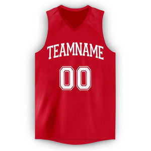 Custom Red White V-Neck Basketball Jersey - Fcustom