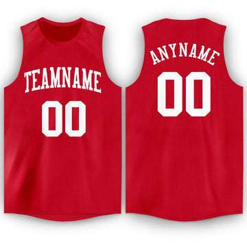 Custom Red White Round Neck Basketball Jersey - Fcustom