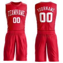Load image into Gallery viewer, Custom Red White Round Neck Suit Basketball Jersey - Fcustom
