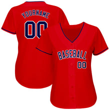 Load image into Gallery viewer, Custom Red Navy-White Authentic Baseball Jersey

