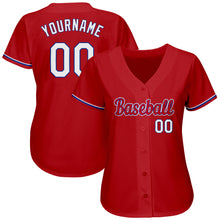 Load image into Gallery viewer, Custom Red White-Royal Authentic Baseball Jersey
