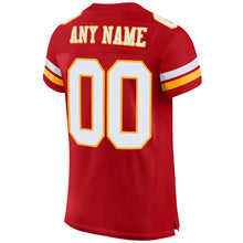 Load image into Gallery viewer, Custom Red White-Gold Mesh Authentic Football Jersey
