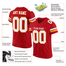 Load image into Gallery viewer, Custom Red White-Gold Mesh Authentic Football Jersey
