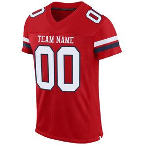 Custom Red White-Navy Mesh Authentic Football Jersey