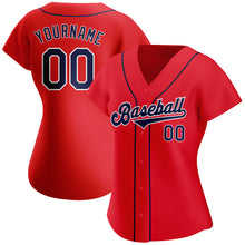 Load image into Gallery viewer, Custom Red Navy-White Authentic Baseball Jersey
