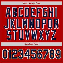 Load image into Gallery viewer, Custom Red Navy-Old Gold Authentic Baseball Jersey
