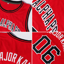 Load image into Gallery viewer, Custom Red Black-White Round Neck Rib-Knit Basketball Jersey
