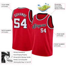 Load image into Gallery viewer, Custom Red White-Black Round Neck Rib-Knit Basketball Jersey
