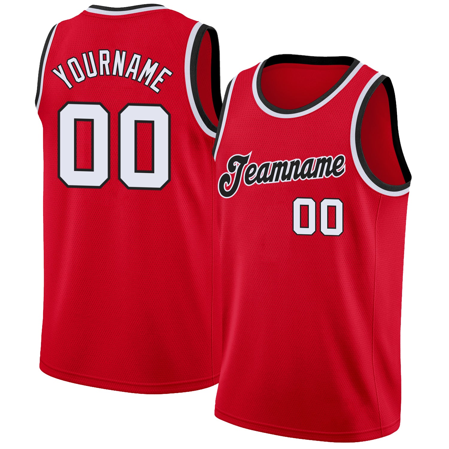 Custom Basketball Jerseys Red, Black, White and Blue Home and Away