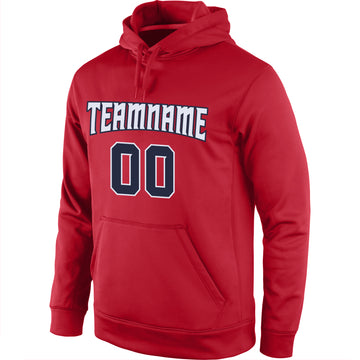 Custom Stitched Red Navy-White Sports Pullover Sweatshirt Hoodie