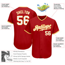 Load image into Gallery viewer, Custom Red White-Gold Authentic Baseball Jersey
