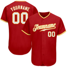 Load image into Gallery viewer, Custom Red White-Gold Authentic Baseball Jersey
