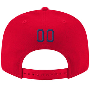 Custom Red Navy-White Stitched Adjustable Snapback Hat