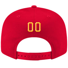 Load image into Gallery viewer, Custom Red Gold-White Stitched Adjustable Snapback Hat
