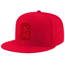 Load image into Gallery viewer, Custom Red Red-Black Stitched Adjustable Snapback Hat
