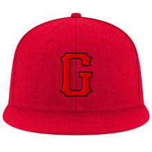 Load image into Gallery viewer, Custom Red Red-Black Stitched Adjustable Snapback Hat
