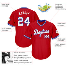 Load image into Gallery viewer, Custom Red White-Royal Authentic Throwback Rib-Knit Baseball Jersey Shirt
