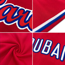 Load image into Gallery viewer, Custom Red White-Royal Authentic Throwback Rib-Knit Baseball Jersey Shirt
