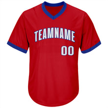 Load image into Gallery viewer, Custom Red White-Royal Authentic Throwback Rib-Knit Baseball Jersey Shirt
