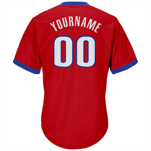 Load image into Gallery viewer, Custom Red White-Royal Authentic Throwback Rib-Knit Baseball Jersey Shirt
