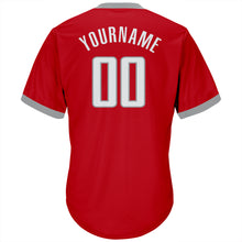 Load image into Gallery viewer, Custom Red White-Gray Authentic Throwback Rib-Knit Baseball Jersey Shirt

