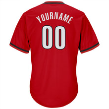 Load image into Gallery viewer, Custom Red White-Black Authentic Throwback Rib-Knit Baseball Jersey Shirt
