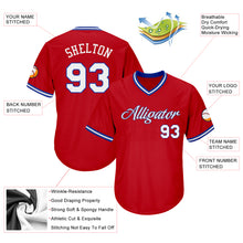 Load image into Gallery viewer, Custom Red White-Royal Authentic Throwback Rib-Knit Baseball Jersey Shirt
