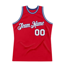 Load image into Gallery viewer, Custom Red White-Royal Authentic Throwback Basketball Jersey
