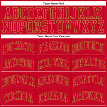 Load image into Gallery viewer, Custom Red Red-Old Gold Authentic Throwback Basketball Jersey

