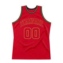 Load image into Gallery viewer, Custom Red Red-Old Gold Authentic Throwback Basketball Jersey
