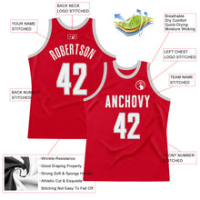 Load image into Gallery viewer, Custom Red White-Gray Authentic Throwback Basketball Jersey
