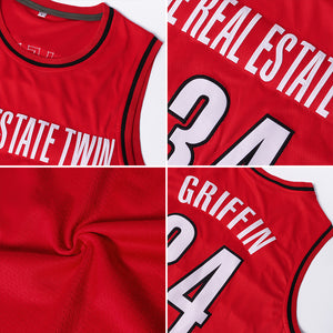 Custom Red White-Gray Authentic Throwback Basketball Jersey