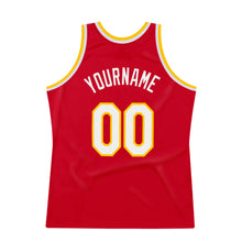 Load image into Gallery viewer, Custom Red White-Gold Authentic Throwback Basketball Jersey

