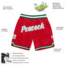 Load image into Gallery viewer, Custom Red White-Kelly Green Authentic Throwback Basketball Shorts
